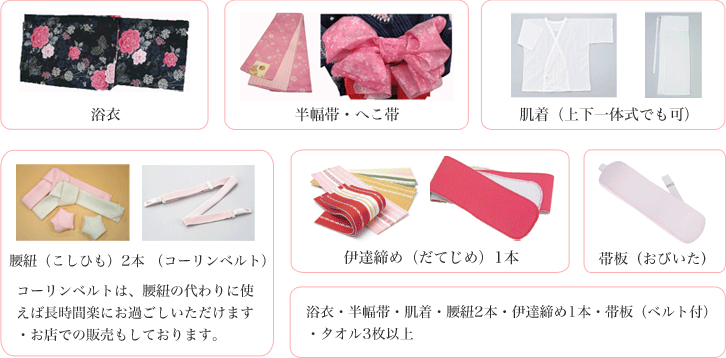 浴衣の着付けの持ち物